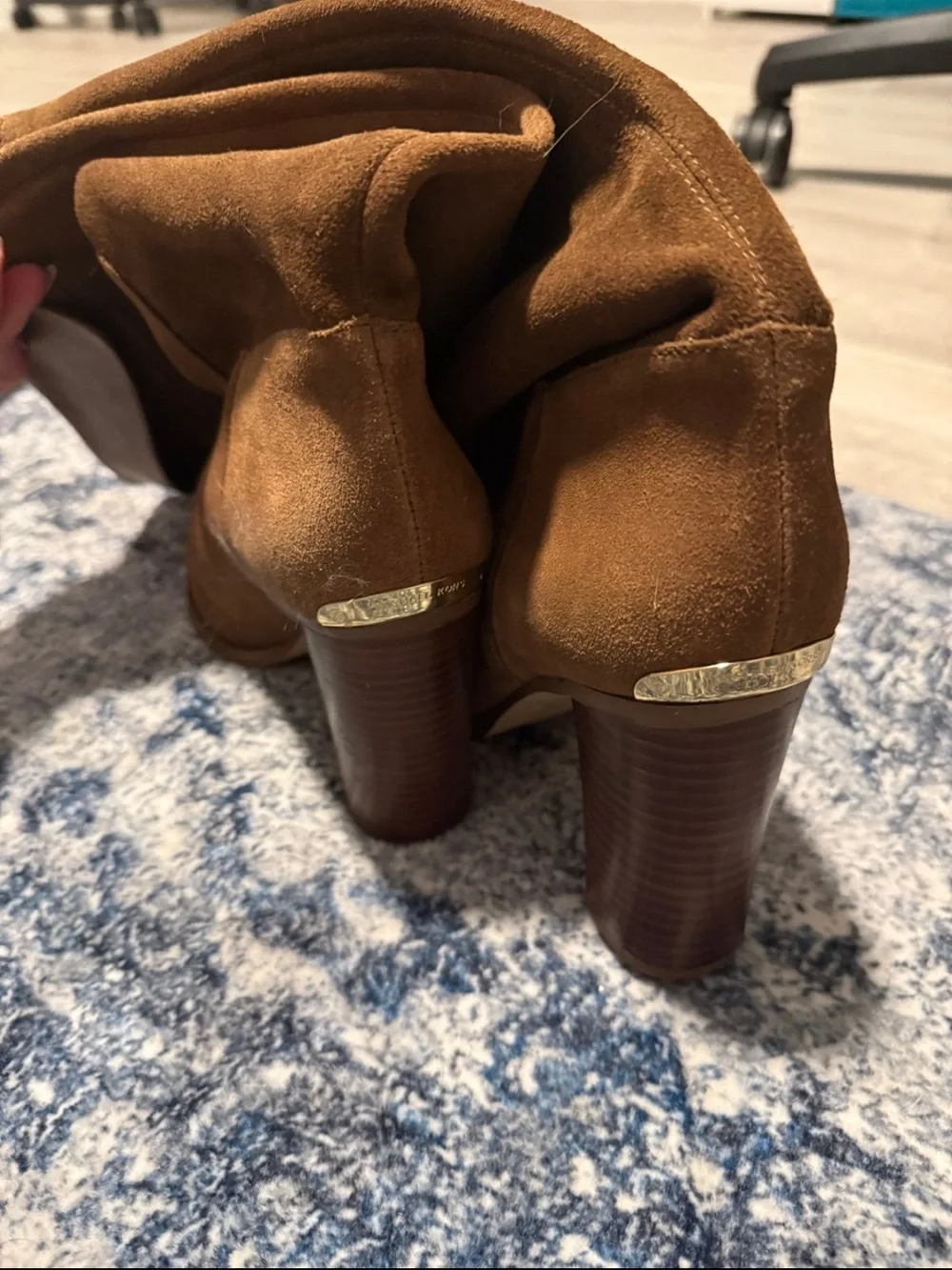 Michael Kors Fold-Over Over-the-Knee Suede Boots in Camel
